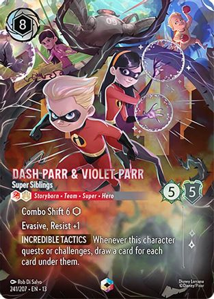 (241/204) Dash Parr & Violet Parr - Super Siblings (Enchanted) - Attack of the Vine! Holofoil