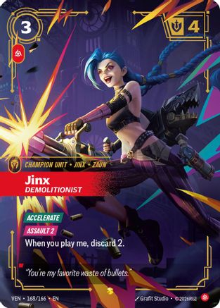 (168/166) Jinx, Demolitionist (Overnumbered) - Vendetta Foil