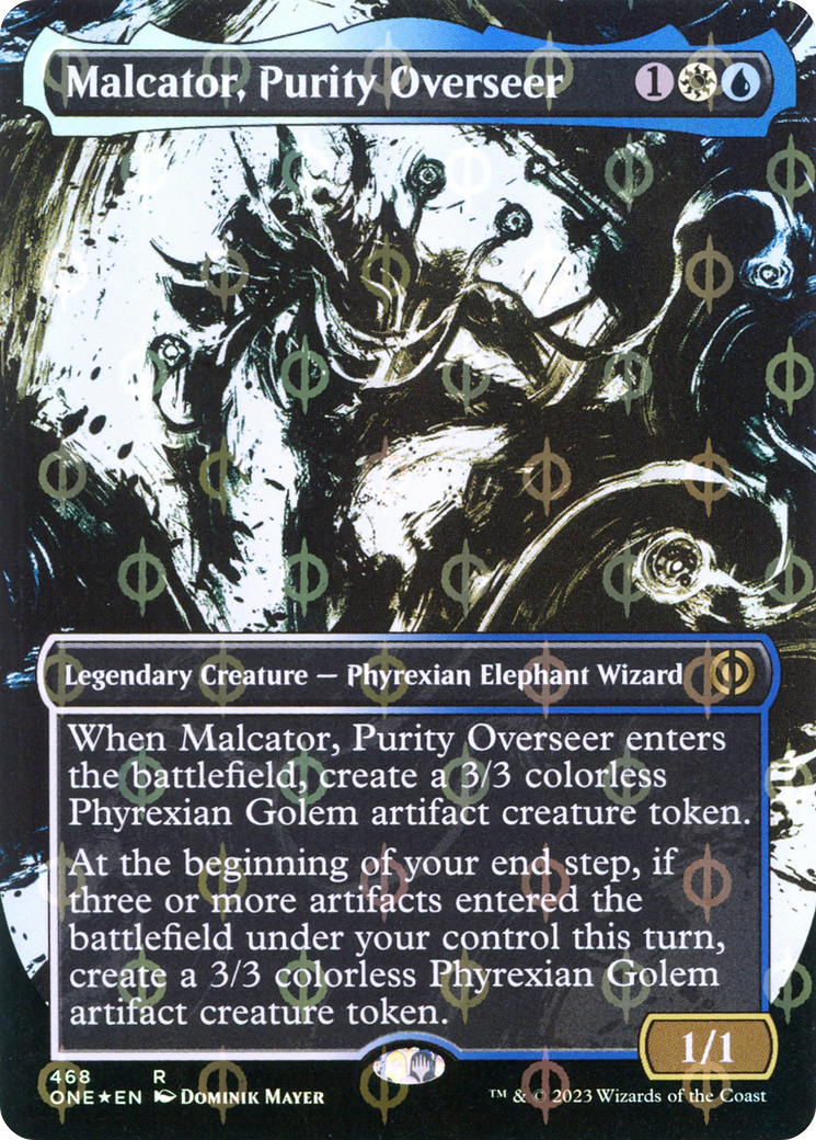 Malcator, Purity Overseer (Showcase) (Step-and-Compleat Foil) (ONE-468) - Phyrexia: All Will Be One: (Showcase) (Borderless) Foil