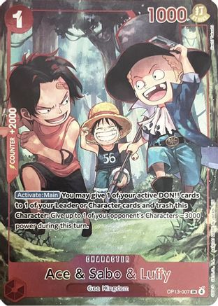 (OP13-007) Ace & Sabo & Luffy (English Version 3rd Anniversary Set) - One Piece Promotion Cards - Foil