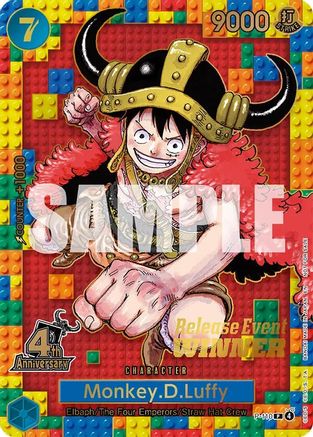 (P-110) Monkey.D.Luffy (4th Anniversary) (Winner) - One Piece Promotion Cards - Foil