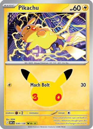 Pikachu (30/128) - ME 30th Celebration Holofoil - None