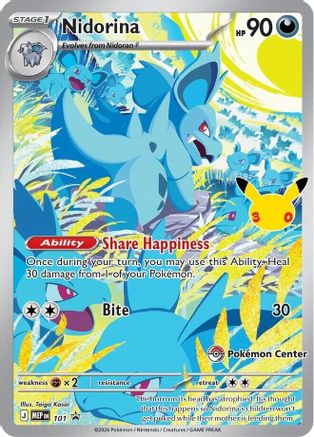 Nidorina (30th Celebration) (Pokemon Center Exclusive) (101) - ME Mega Evolution Promo Holofoil - Promo
