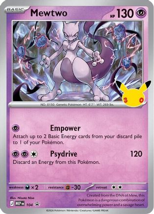 Mewtwo (30th Celebration) (104) - ME Mega Evolution Promo Holofoil - Promo