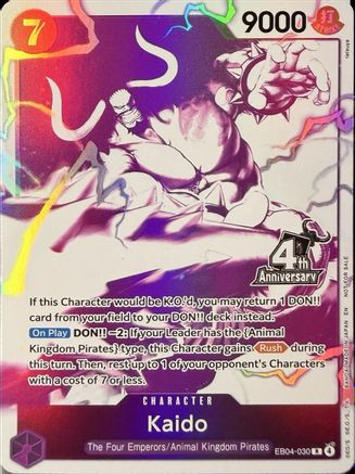 (EB04-030) Kaido (4th Anniversary Treasure Campaign Pack) - One Piece Promotion Cards - Foil