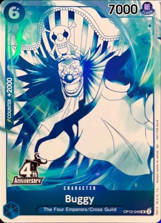 (OP12-049) Buggy (4th Anniversary Treasure Campaign Pack) - One Piece Promotion Cards - Foil