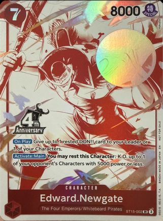 (ST15-002) Edward.Newgate (4th Anniversary Treasure Campaign Pack) - One Piece Promotion Cards - Foil