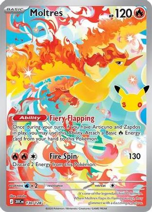 Moltres (130/128) - ME 30th Celebration Holofoil - Illustration Rare