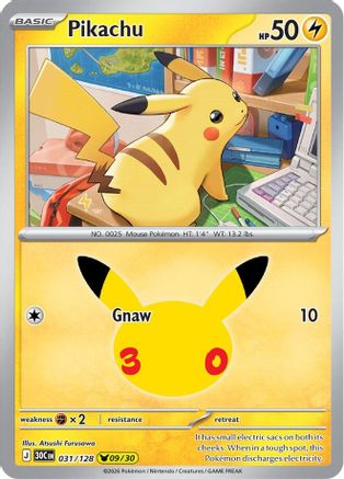 Pikachu (31/128) - ME 30th Celebration Holofoil - Pikachu Rare