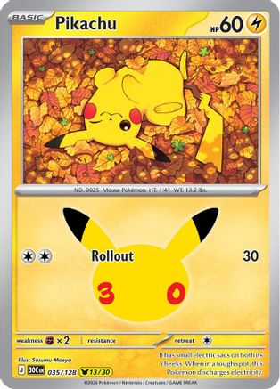 Pikachu (35/128) - ME 30th Celebration Holofoil - Pikachu Rare