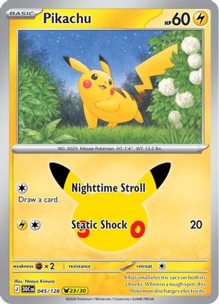 Pikachu (45/128) - ME 30th Celebration Holofoil - Pikachu Rare