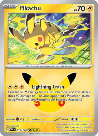 Pikachu (51/128) - ME 30th Celebration Holofoil - Pikachu Rare