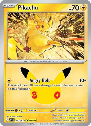 Pikachu (52/128) - ME 30th Celebration Holofoil - Pikachu Rare