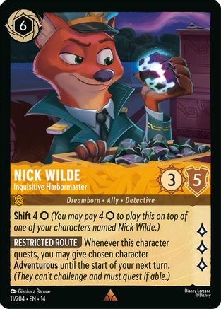 (011/204) Nick Wilde - Inquisitive Harbormaster - Hyperia City Cold Foil