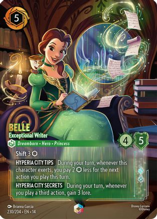 (230/204) Belle - Exceptional Writer (Enchanted) - Hyperia City Holofoil