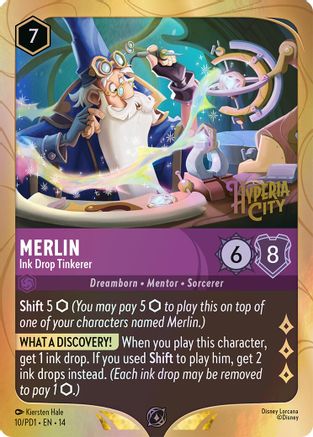 (010) Merlin - Ink Drop Tinkerer - Disney Lorcana Promo Cards Holofoil