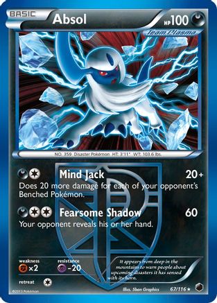Absol (Team Plasma) (67/116) - Plasma Freeze Reverse Holofoil - Holo Rare