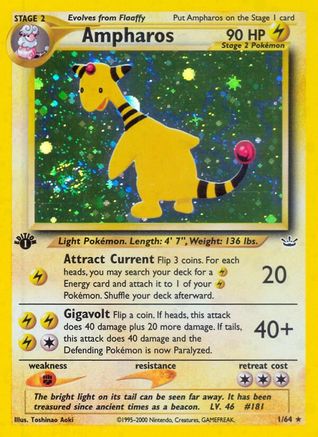 Ampharos 001/064 - Neo Revelation 1st Edition Holofoil - Holo Rare