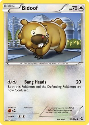 Bidoof 106/124 - Dragons Exalted Reverse Holofoil - Common