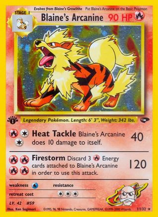 Blaine's Arcanine 001/132 - Gym Challenge 1st Edition Holofoil - Holo Rare