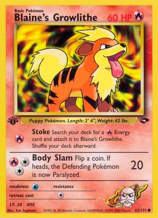 Blaine's Growlithe 062/132 - Gym Challenge 1st Edition - Common