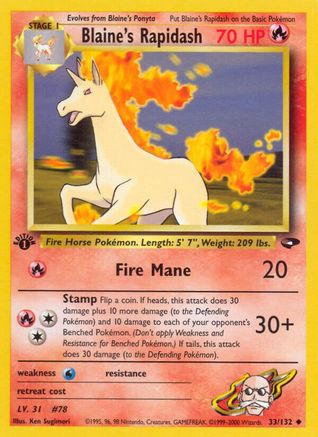 Blaine's Rapidash 033/132 - Gym Challenge 1st Edition - Uncommon