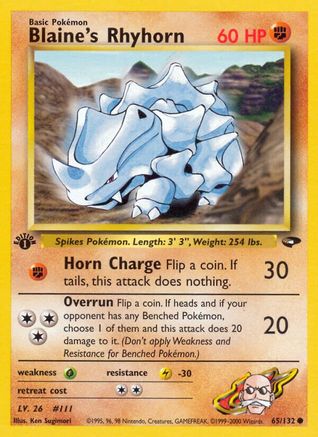 Blaine's Rhyhorn 065/132 - Gym Challenge 1st Edition - Common