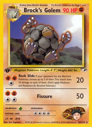 Brock's Golem 020/132 - Gym Heroes 1st Edition - Rare