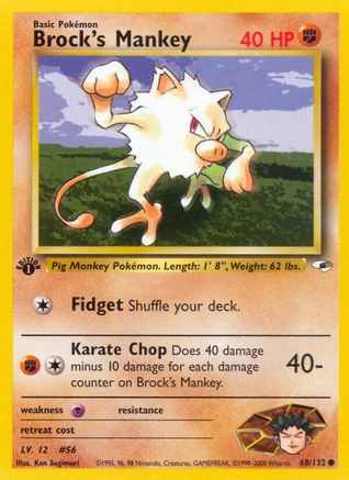 Brock's Mankey 068/132 - Gym Heroes 1st Edition - Common