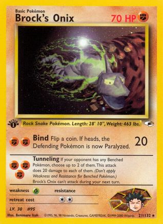Brock's Onix 021/132 - Gym Heroes 1st Edition - Rare