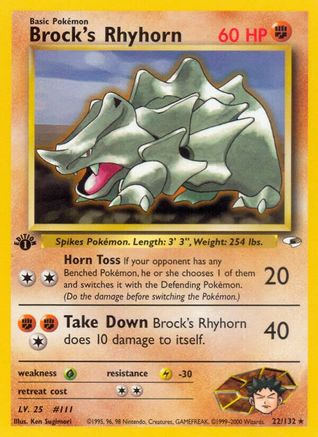 Brock's Rhyhorn 022/132 - Gym Heroes 1st Edition - Rare