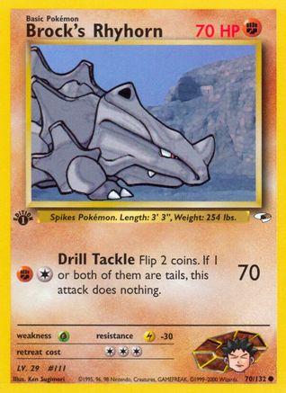 Brock's Rhyhorn 070/132 - Gym Heroes 1st Edition - Common