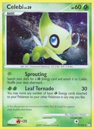 Celebi - 007/123 - Mysterious Treasures Holofoil - Holo Rare