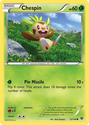 Chespin 012/146 - XY Base Set Reverse Holofoil - Common