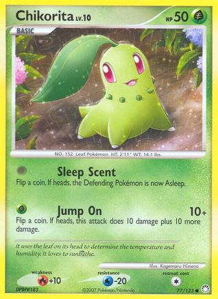 Chikorita - 077/123 - Mysterious Treasures Reverse Holofoil - Common