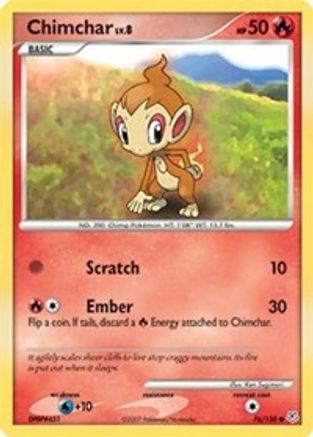 Chimchar (76/130) - Diamond and Pearl Reverse Holofoil - Common