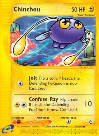 Chinchou (71) 071/147 - Aquapolis Reverse Holofoil - Common