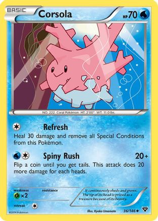 Corsola 036 - XY Base Set Reverse Holofoil - Uncommon