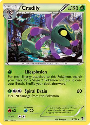Cradily (4/101) - Plasma Blast Reverse Holofoil - Rare