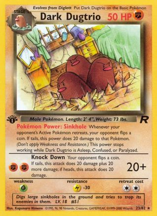 Dark Dugtrio 023/082 - Team Rocket 1st Edition - Rare