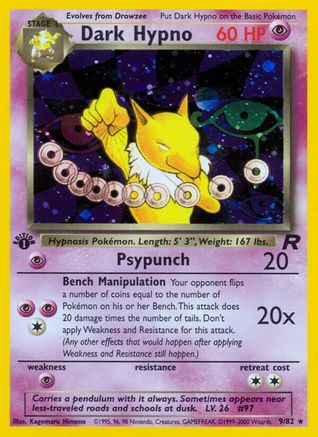 Dark Hypno 009/082 - Team Rocket 1st Edition Holofoil - Holo Rare