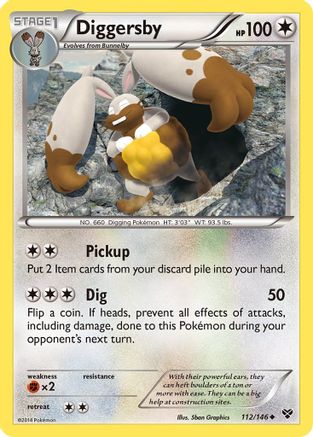 Diggersby 112 - XY Base Set Reverse Holofoil - Uncommon