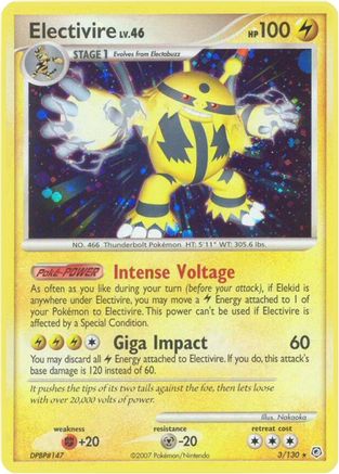 Electivire 003/130 - Diamond and Pearl Reverse Holofoil - Holo Rare