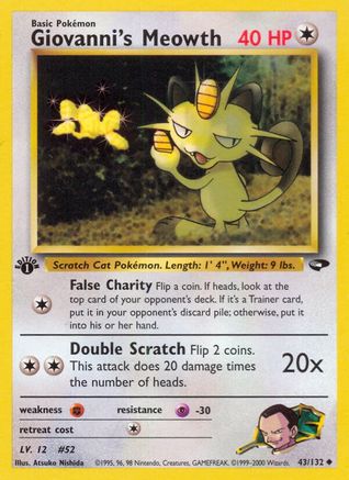 Giovanni's Meowth (43/132) - Gym Challenge 1st Edition - Uncommon