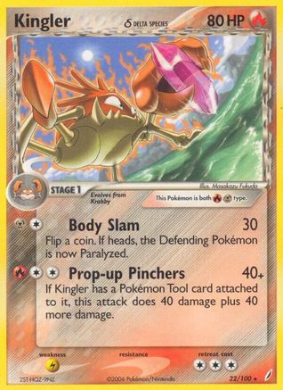 Kingler (Delta Species) - 022/100 - Crystal Guardians Reverse Holofoil