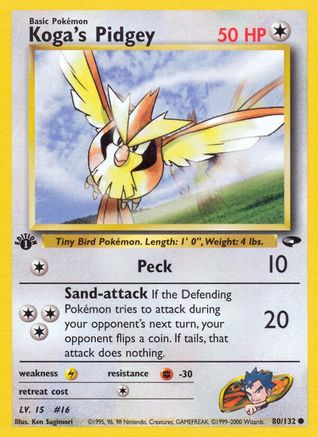 Koga's Pidgey 080/132 - Gym Challenge 1st Edition - Common