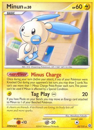 Minun (32/132) - Secret Wonders Reverse Holofoil - Rare