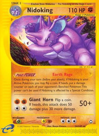 Nidoking (24) 024/147 - Aquapolis Reverse Holofoil - Rare