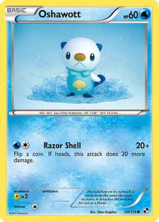 Oshawott (28) 028/114 - Black and White Reverse Holofoil - Common