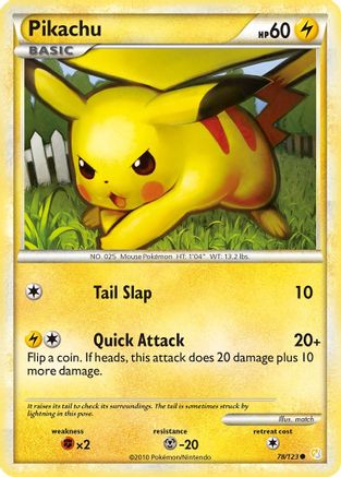 Pikachu 078/123 - HeartGold SoulSilver Reverse Holofoil - Common